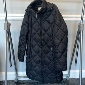 MICHAEL KORS Women's Diamond Quilted Hooded Puffer Jacket Size Small Black